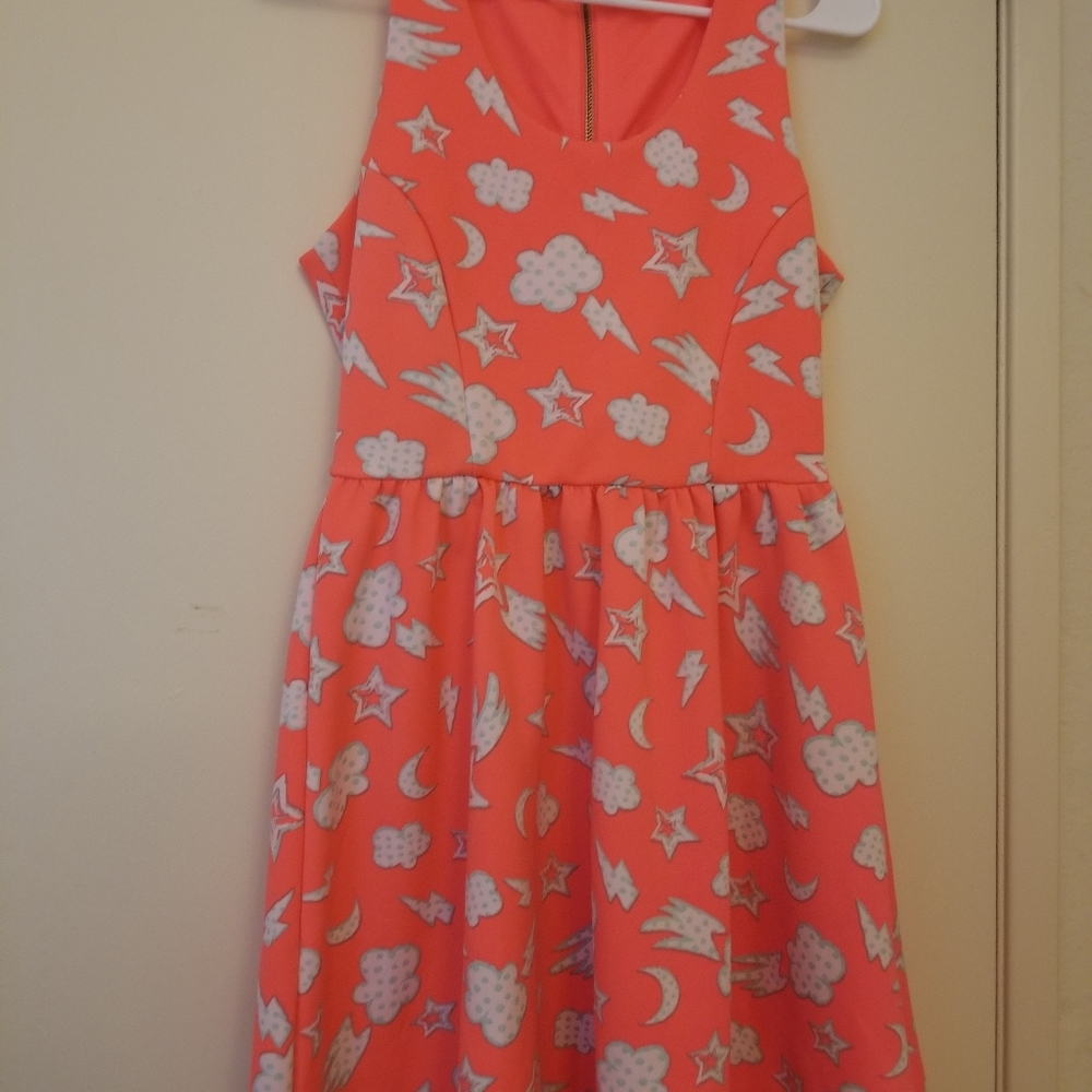 2 for 10 L'Amour Orange Stars Lightning M Dress